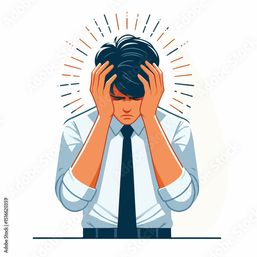 a male employee is covering his ears in frustration