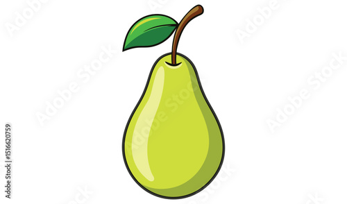 Single green pear fruit illustration