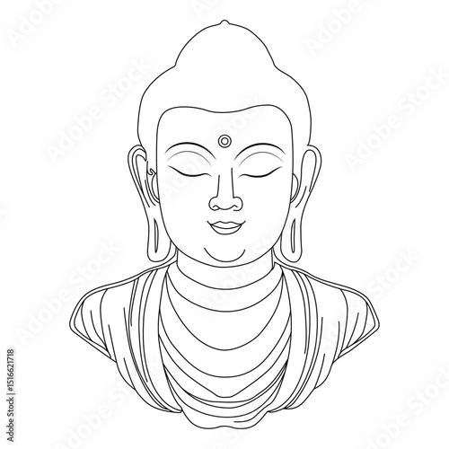 Lord Buddha line art vector design. Lord Buddha outline illustration design.