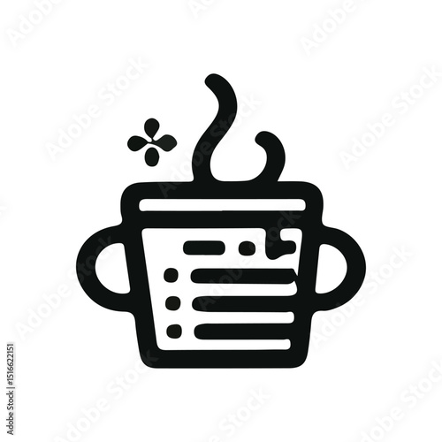 coffee cup with herbal flower icon, illustration on white