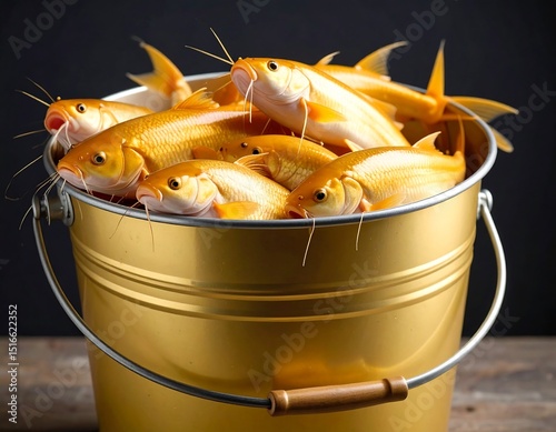 Golden fish in a bucket