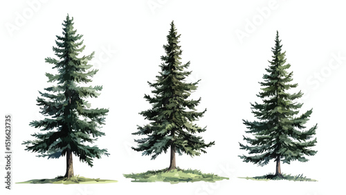 Coniferous Spruce Forest Clipart Isolated Vector