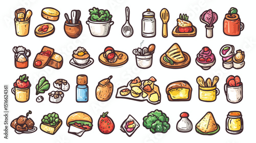Professional Cooking Icon Set Doodle Vector Image