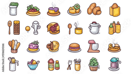 Professional Cooking Icon Set Doodle Vector Image