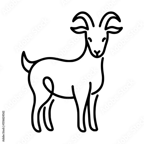 Minimalist Line Drawing of a Mountain Goat, perfect for various design applications. The image showcases the goat in a simple, yet elegant style.