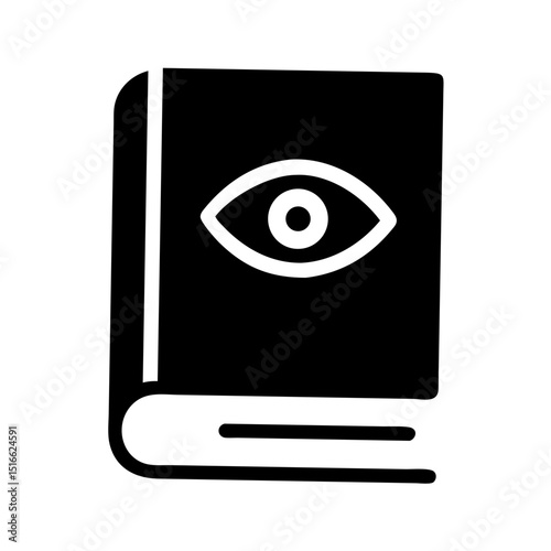 Black Tome with Eye Vector Icon – Occult Grimoire Silhouette for Fantasy and Magic
