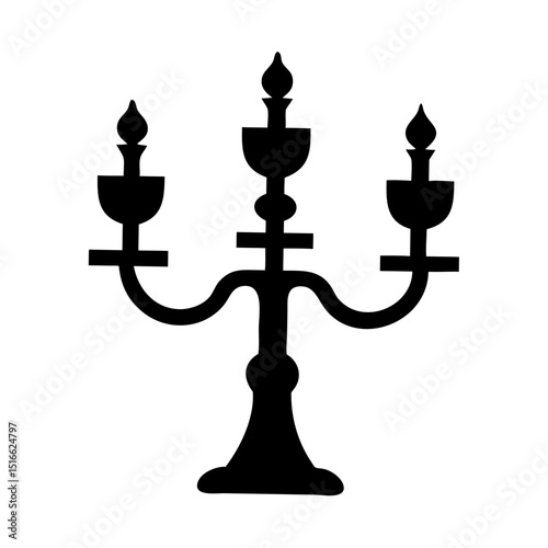 Gothic Ornate Candelabra Vector Icon – Triple Candle Holder for Dark Aesthetic and Vintage Occult Design