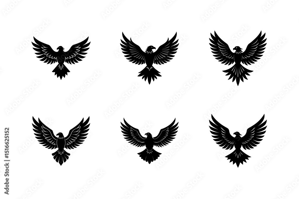 Fototapeta premium eagle with wings spread silhouette vector art