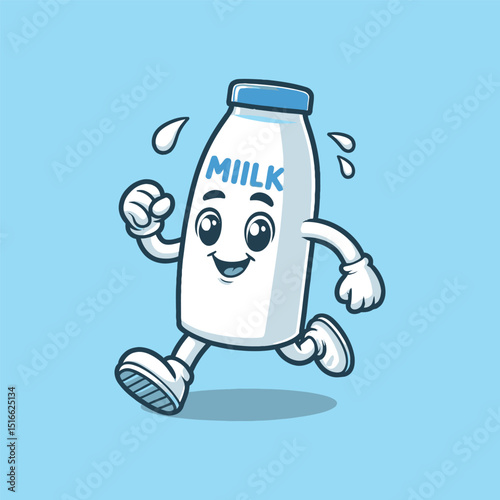 vector style illustration cute white milk mascot