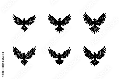 eagle with wings spread silhouette vector art