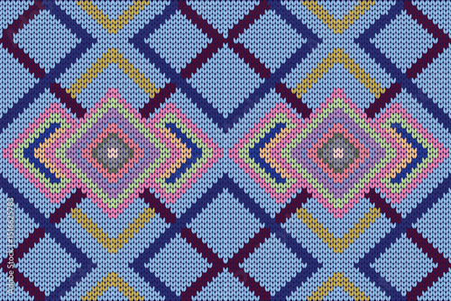 seamless knitted pattern with geometric shapes