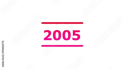 Glowing 2005 year. on a whit background. 4k illustration.	
