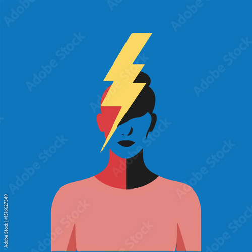 Minimal abstract solid color vector set for European Migraine Day of Action focused on symbolic brain visuals, migraine triggers, and the hidden struggle of chronic headache sufferers
