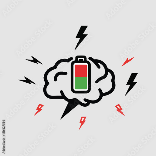 Minimal abstract solid color vector set for European Migraine Day of Action focused on symbolic brain visuals, migraine triggers, and the hidden struggle of chronic headache sufferers