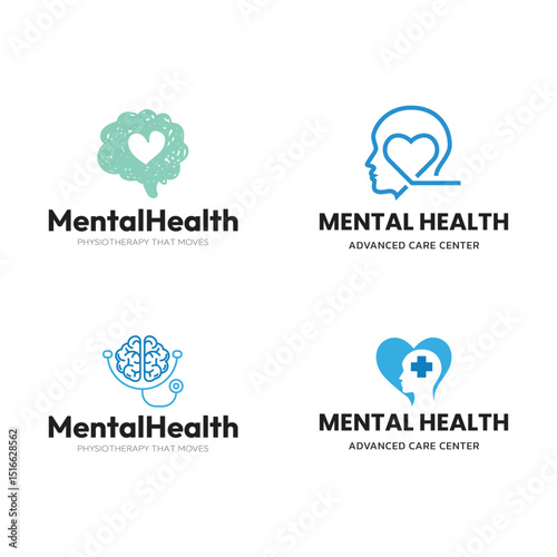 Set of Logo. Head Human Mind. Therapy Psychology Logo Icon Symbol Vector Design Template.