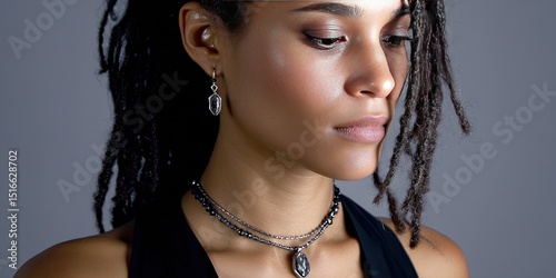 photo of woman with tungsten jewelry -