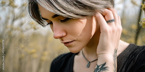 photo of woman with tungsten jewelry -