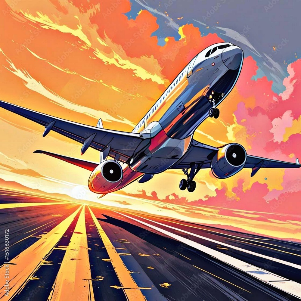 Fototapeta premium airplane in the sky at night
