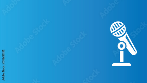 Retro Microphone Icon Vector. Microphone Icon Vector – Audio Recording, Podcast, and Voice Communication Icon on Blue Background.