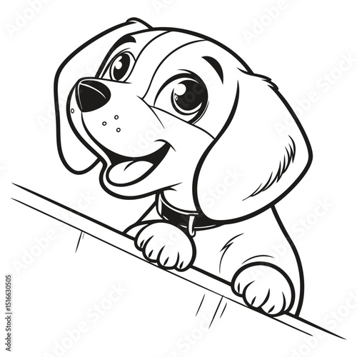 Sweet Puppy Line Art for Coloring Pages