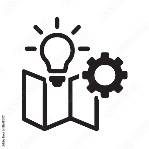 Idea and strategy: A visual representation combining a shining light bulb with a gear, symbolizing the fusion of innovation and strategic execution.