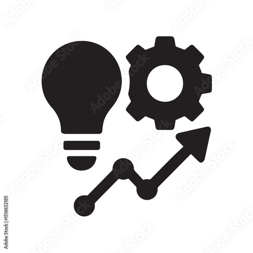 Illumination of Innovation: A graphic showcasing the synergy of an idea, represented by a lightbulb, and the mechanisms of progress through gears.