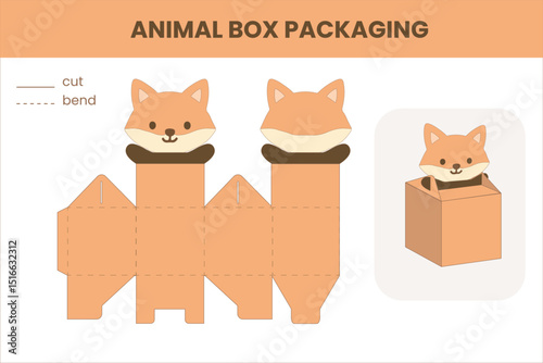 Fox Animal Box Packaging Template – Cute DIY Printable Craft