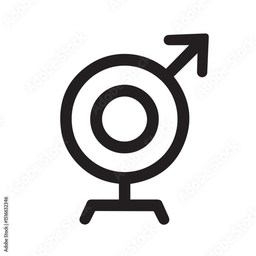 Male Symbol Icon: A bold black male symbol representing masculinity, gender, and identity, standing out with its clean lines.