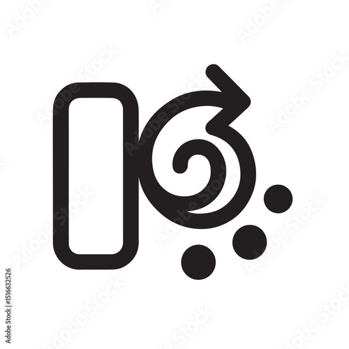 Innovative Loop: An intriguing graphic design showcasing an innovative loop with an arrow, spiral, and dots, symbolizing progress, motion, and transformation.