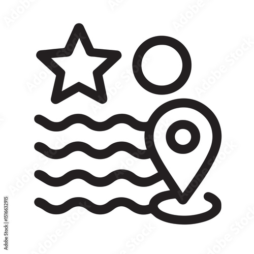 A Journey of Stars: A modern icon portraying the journey with stars, location pin and other symbolic elements. Designed to evoke feelings of exploration and discovery.