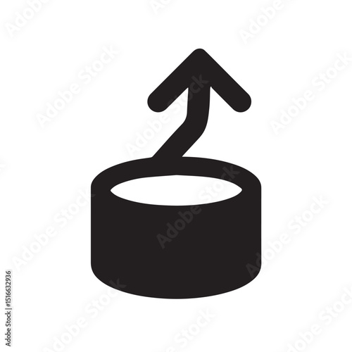 The Upward Curve: An arrow gracefully curves upward from a cylindrical shape, symbolizing progress and growth, perfect for modern communication.