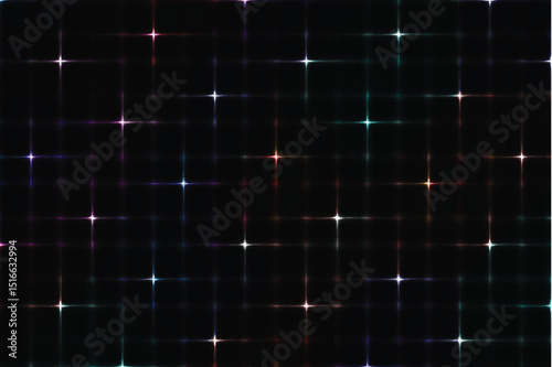 High-tech background. Seamless glowing multicolor grid pattern on dark background, perfect for digital artwork, graphic design, and futuristic visuals with luminous color effects.