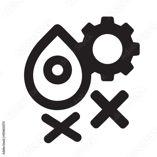 Mechanical Harmony: A stark, minimalistic depiction of a gear and water droplet, symbolizing industrial harmony and the confluence of mechanics and fluid dynamics.