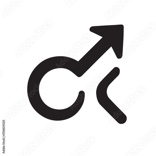 Male Symbol Icon: A simple and elegant icon of the male symbol, representing the masculine principle, drawn with clean lines and bold contrast, perfect for various applications.