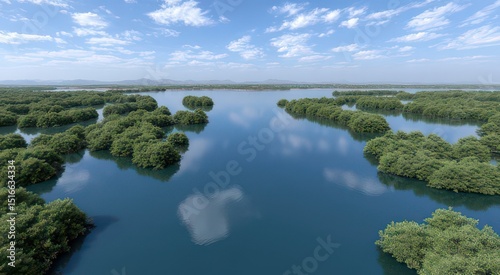Tranquil Mangrove Landscape with Clear Blue Waters
