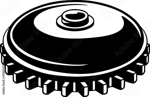 Bold black silhouette of landmine with radial teeth and a central detonation button