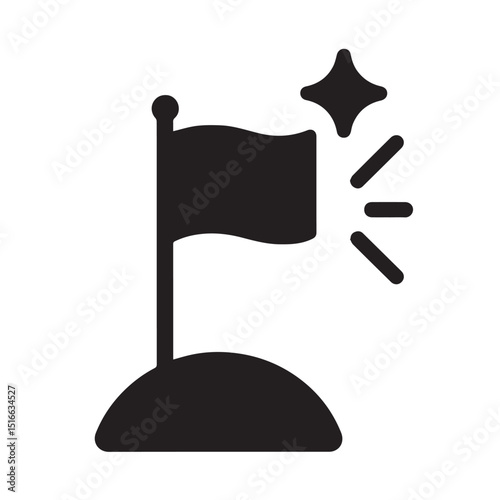 Reaching the Summit: A bold vector illustration depicts a flag atop a peak, symbolizing achievement and the fulfillment of aspirations.