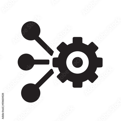 Abstract Gears of Progress: A striking black and white vector illustration featuring an intricate gear mechanism, symbolizing the interconnectedness of technology, innovation, and industry.