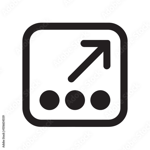 Arrow Pointing Upward Symbol: This image features an upward pointing arrow, next to three dots in a square, representing an upward trend or progression