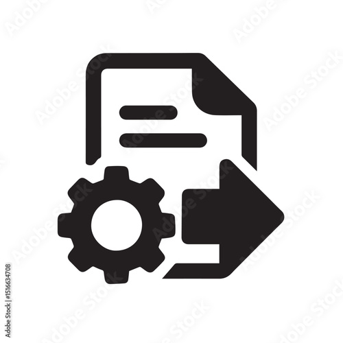 Process Automation Icon: A clear icon of document processing with gear symbolizes efficiency, management, and progress in a technological world.