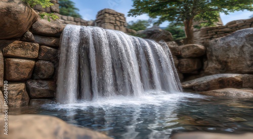 Serene Waterfall Cascade in a Natural Landscape  
