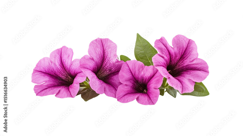 Obraz premium Vibrant Pink Petunia Flowers Isolated on Transparent Background