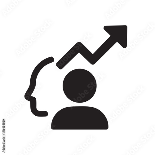 The Journey of Personal Growth: The symbolic image of a person with the silhouette of a face overlaid, a rising arrow signifies a journey of personal and business development.