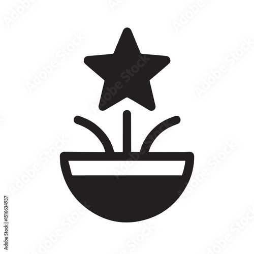 Rising Star: A minimalistic graphic depicting a star blossoming from a pot, symbolizes growth, achievement, and aspiration. 