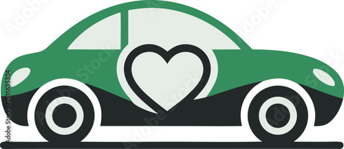 Car design, embellished with a heart, symbolizes love and passion for cars and driving