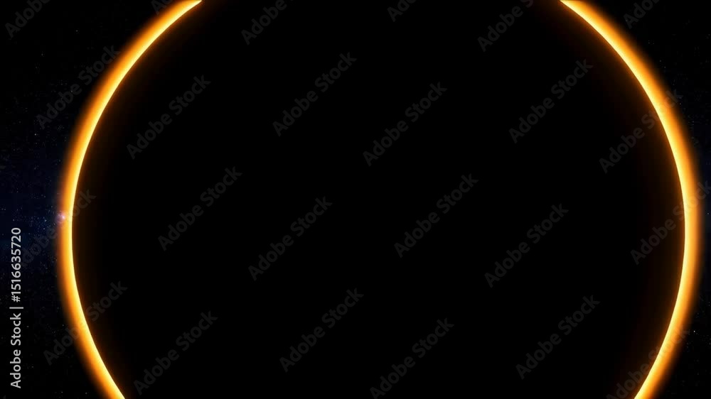 Stunning total solar eclipse in a star filled cosmos, a rare astronomical event, bright orange glow, celestial body, space exploration, dark universe.