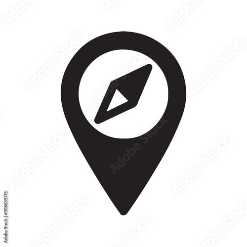 Compass Point of Direction: An elegant icon of a compass rose is displayed within a location marker icon to symbolize navigation and pinpointing location accurately.