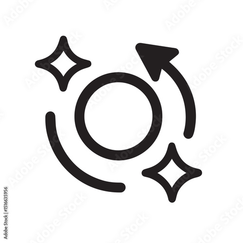 Abstract Circular Icon: A minimalist depiction of a circular element in dynamic motion. This graphic symbolizes transformation, renewal, and continuous progress.