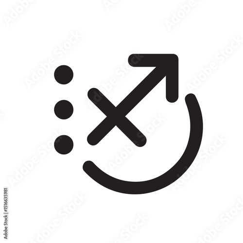 Arrow Symbol with Dots: A minimalist yet impactful representation of an arrow and three dots, creating a sense of forward motion, strategy, and the exploration of ideas and possibilities.