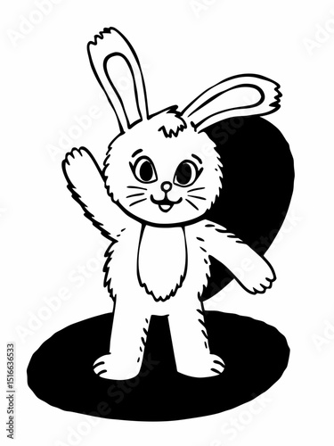 Adorable Cartoon Bunny Rabbit Illustration Free Printable Coloring Page
